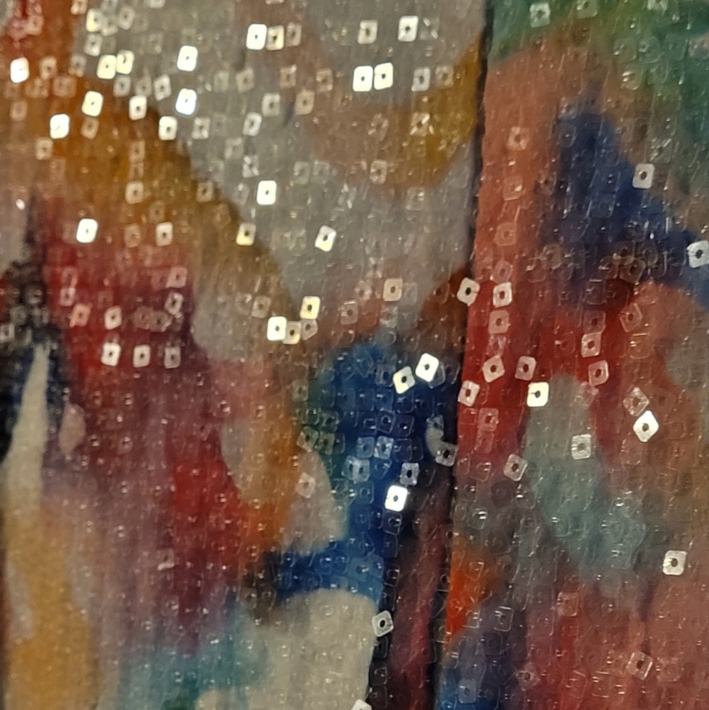 Julia Jordan Colorful Sequin Watercolor Cocktail Shift Dress - Picture 10 of 12